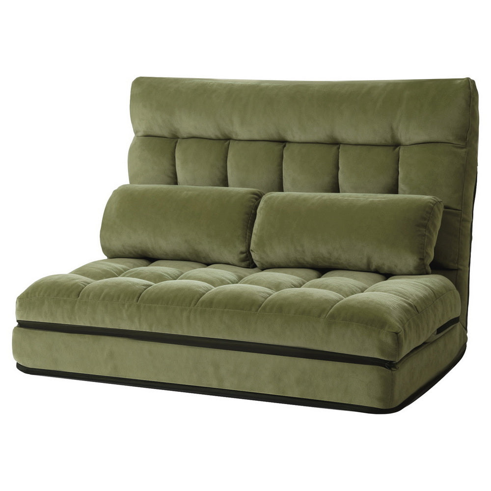 Artiss Lounge Sofa Bed 2 seater Green Fabric