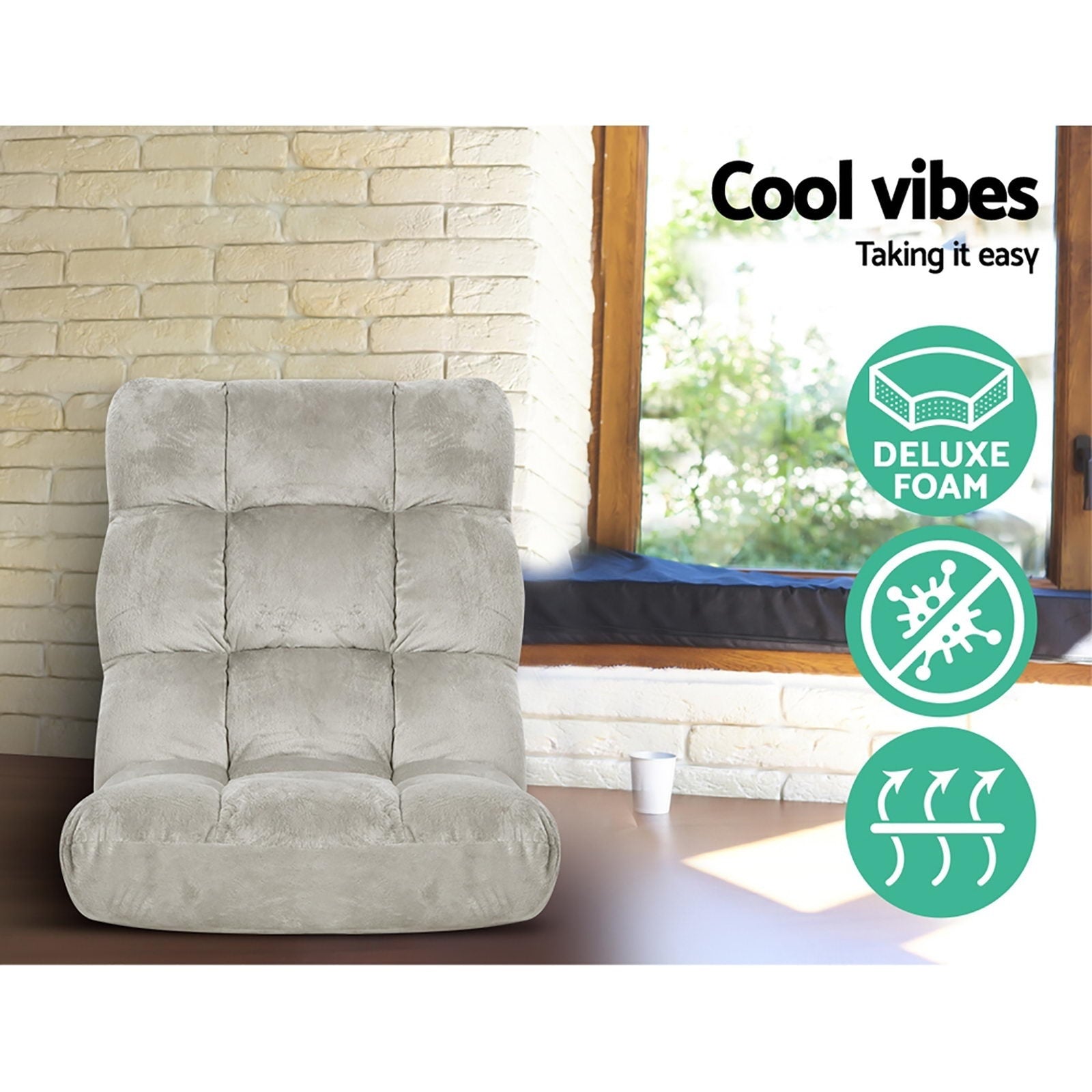 Artiss 4X Lounge Sofa Bed Flannel Fabric Grey