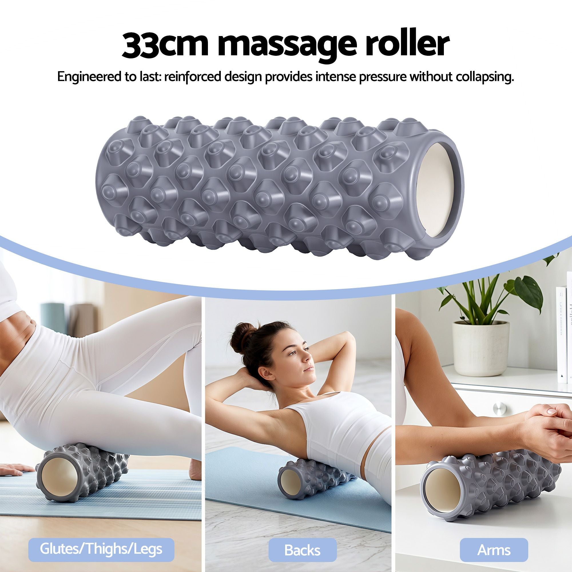 Everfit Foam Roller Set 3-in-1 with Targeted Recovery Muscle Roller Stick & Deep Tissue Massage Ball, Heavy Duty 150KG Support Gym Roller