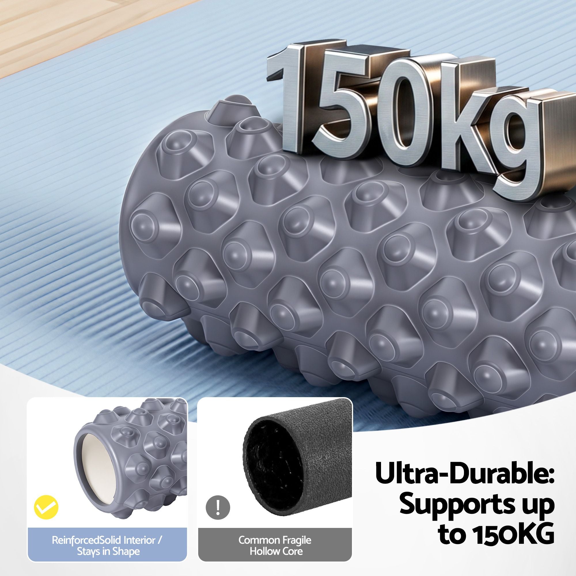 Everfit Foam Roller Set 3-in-1 with Targeted Recovery Muscle Roller Stick & Deep Tissue Massage Ball, Heavy Duty 150KG Support Gym Roller