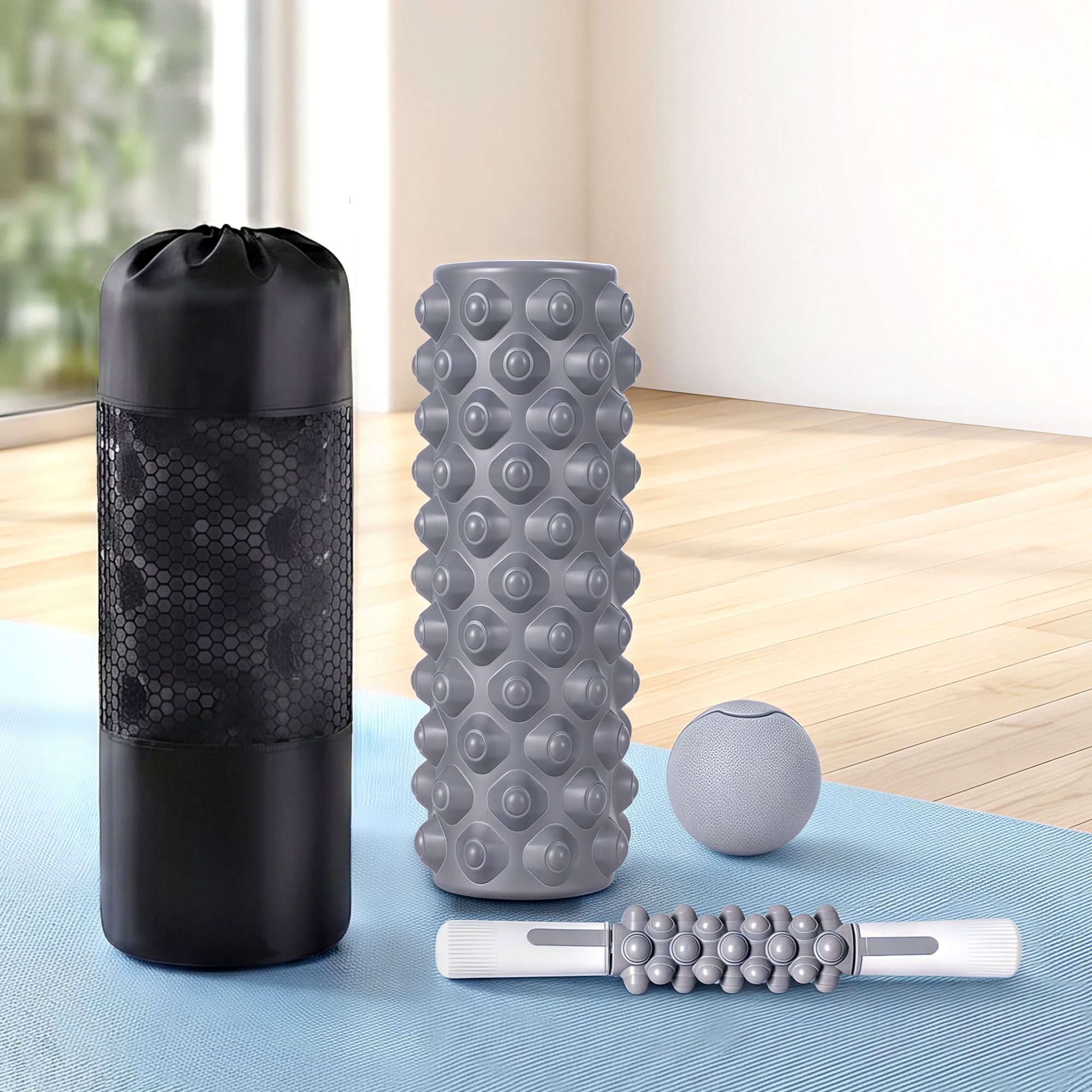 Everfit Foam Roller Set 3-in-1 with Targeted Recovery Muscle Roller Stick & Deep Tissue Massage Ball, Heavy Duty 150KG Support Gym Roller
