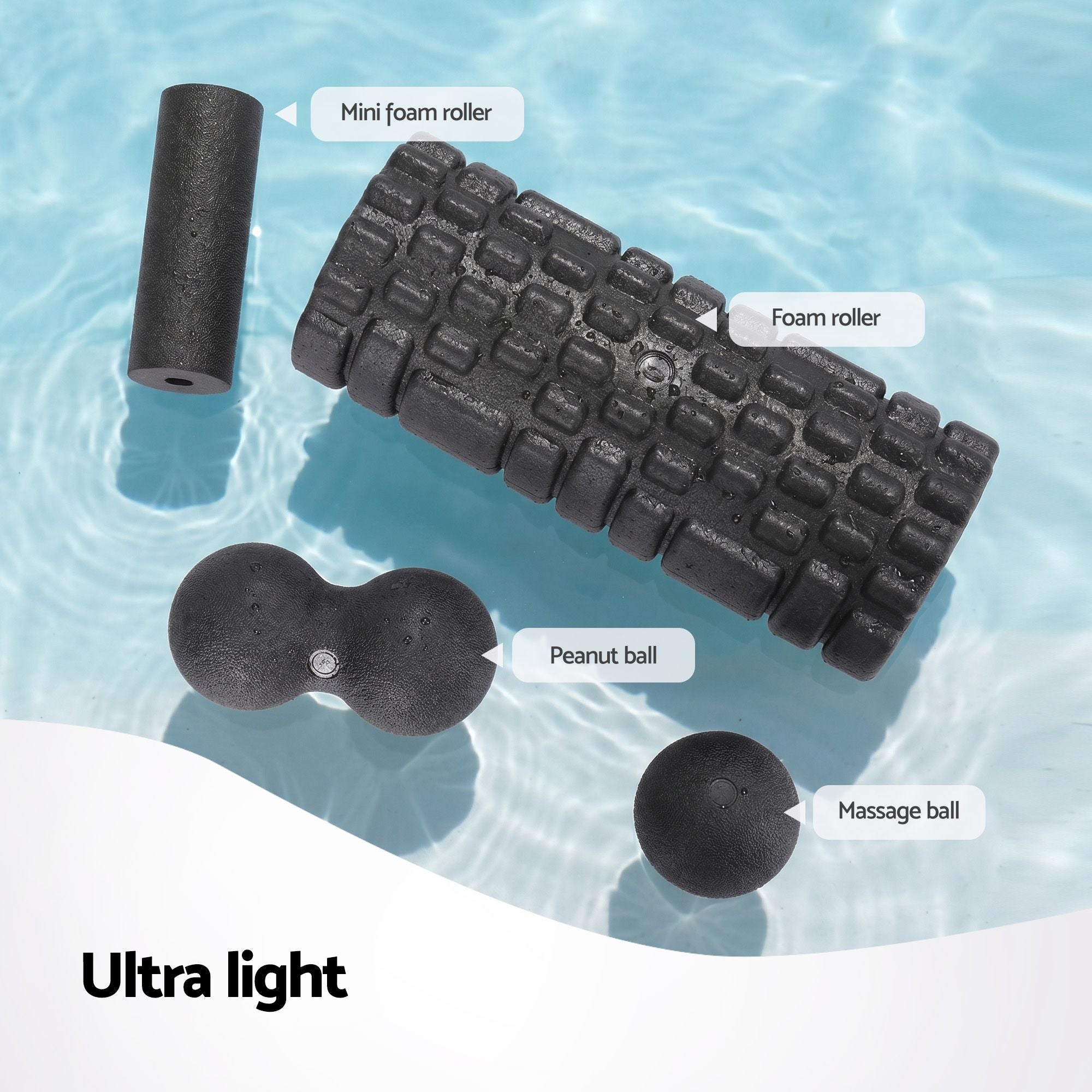 Everfit Foam Roller Set 4 in 1 Grid High Density Massager for Deep Tissue Trigger Point Myofascial Release Back Pain Muscle Recovery