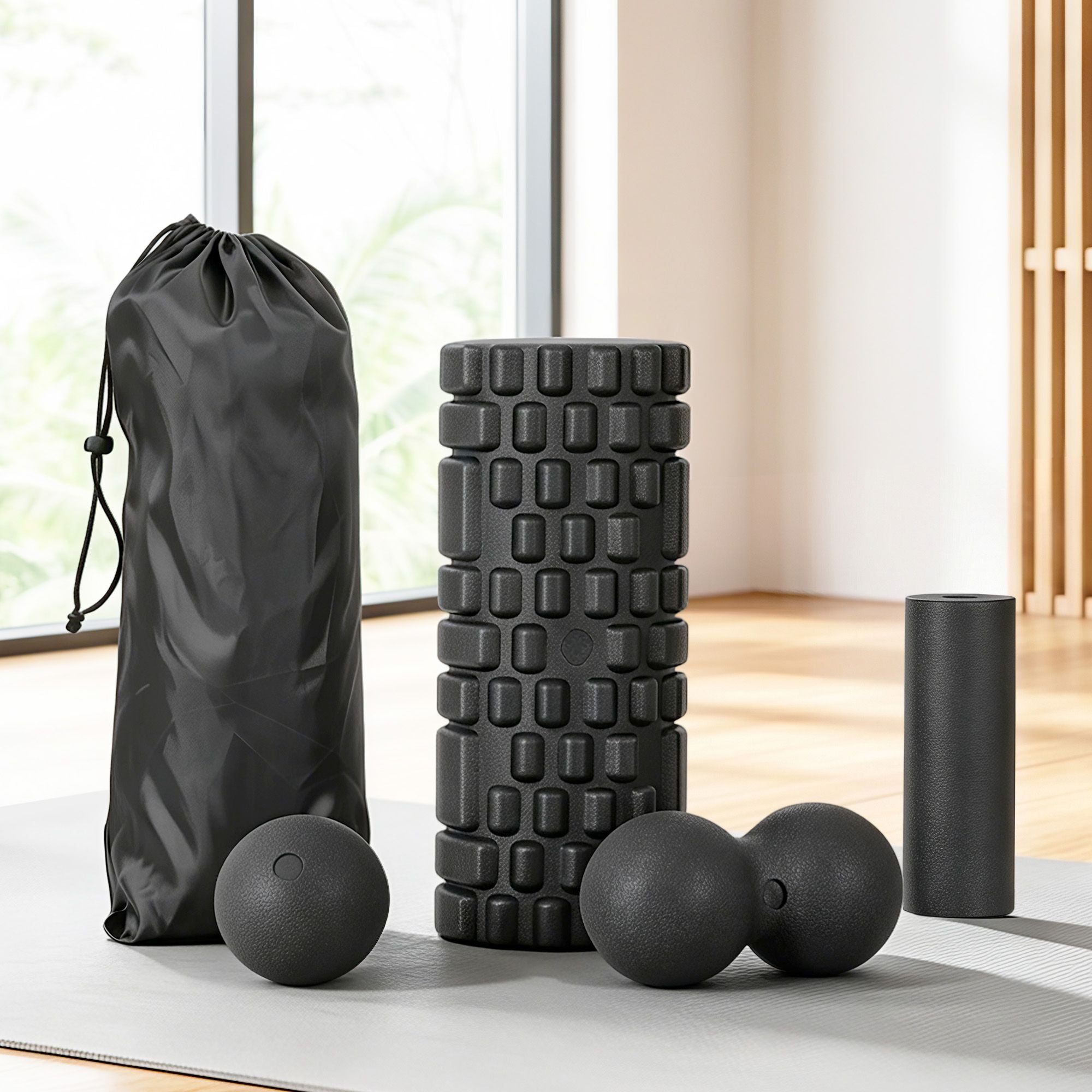 Everfit Foam Roller Set 4 in 1 Grid High Density Massager for Deep Tissue Trigger Point Myofascial Release Back Pain Muscle Recovery