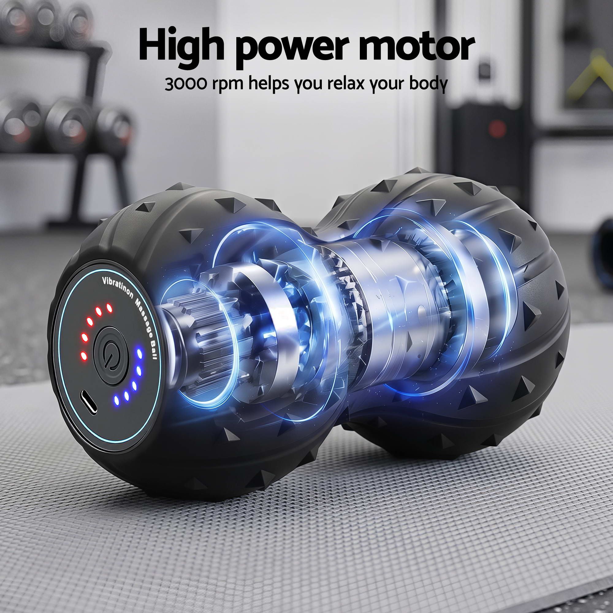 Everfit Electric Vibrating Peanut Massage Ball 5 Adjustable Levels High Power 3000RPM Motor 4D Floating Point Deep Tissue Trigger Point Muscle Relaxation