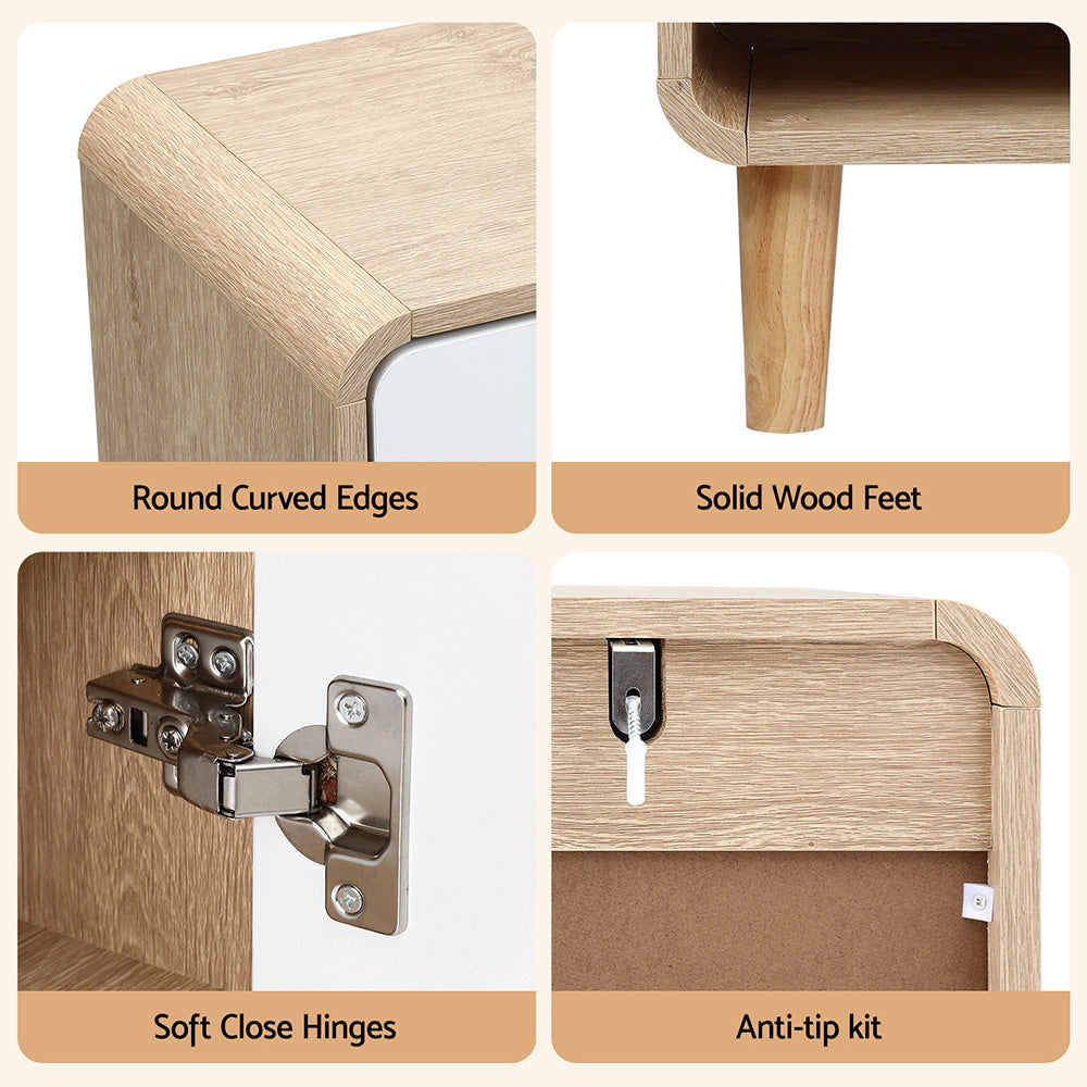 Artiss Shoe Rack Cabinet 25 Pairs Storage Cupboard Pine & White