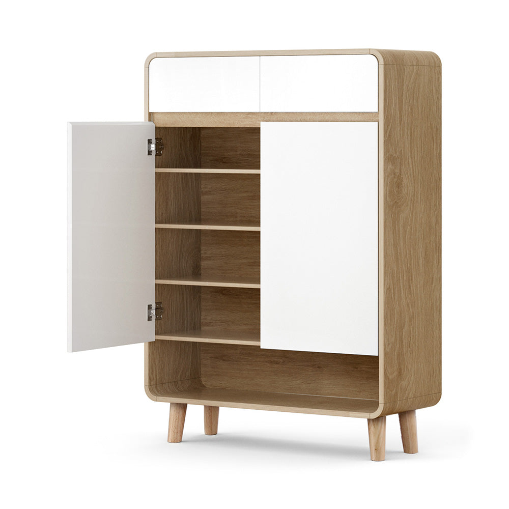 Artiss Shoe Rack Cabinet 20 Pairs Storage Cupboard Pine & White