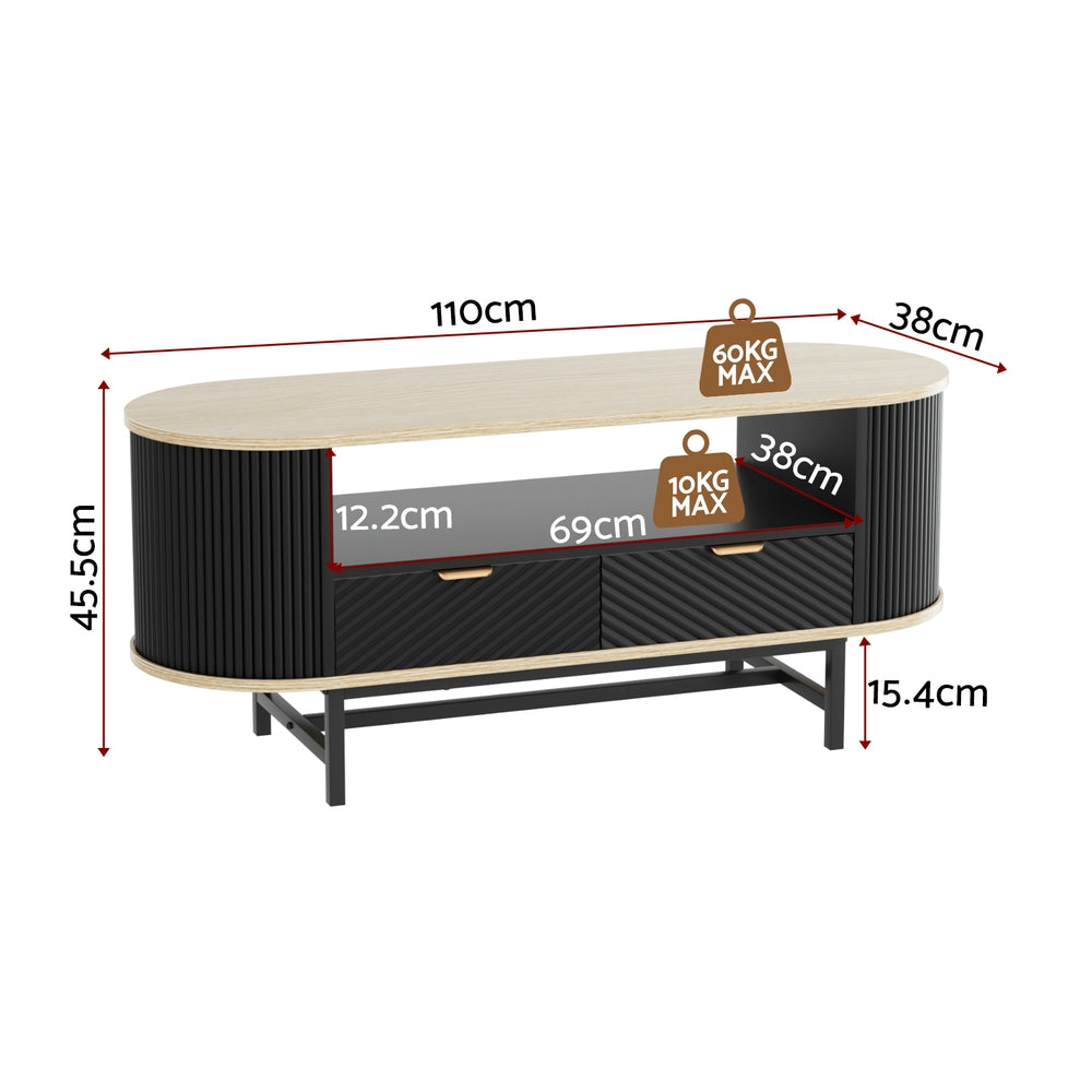 Artiss Coffee Table Drawer Shelf Wood and Black