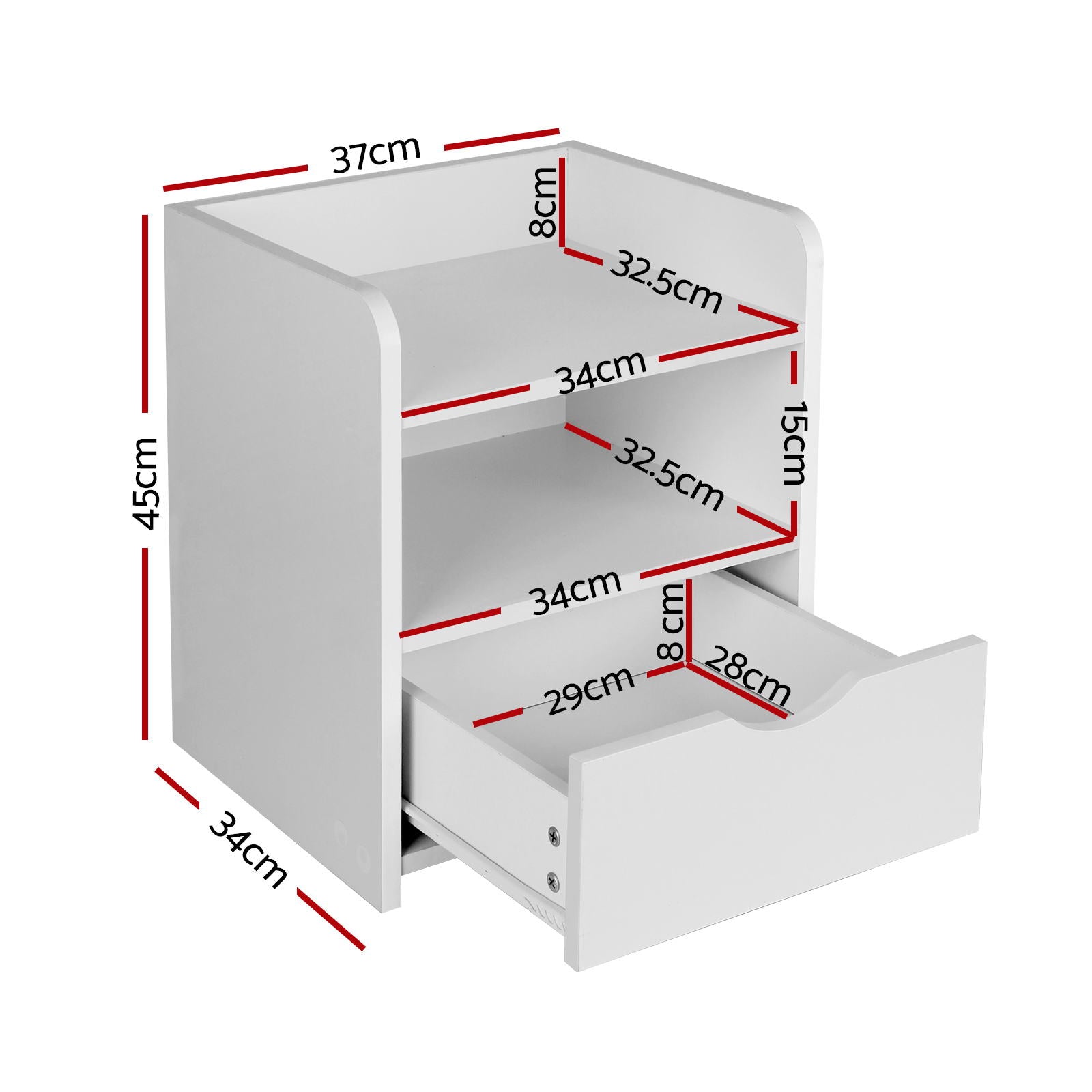 Artiss 2X Bedside Table 1 Drawer with Shelf - FARA White