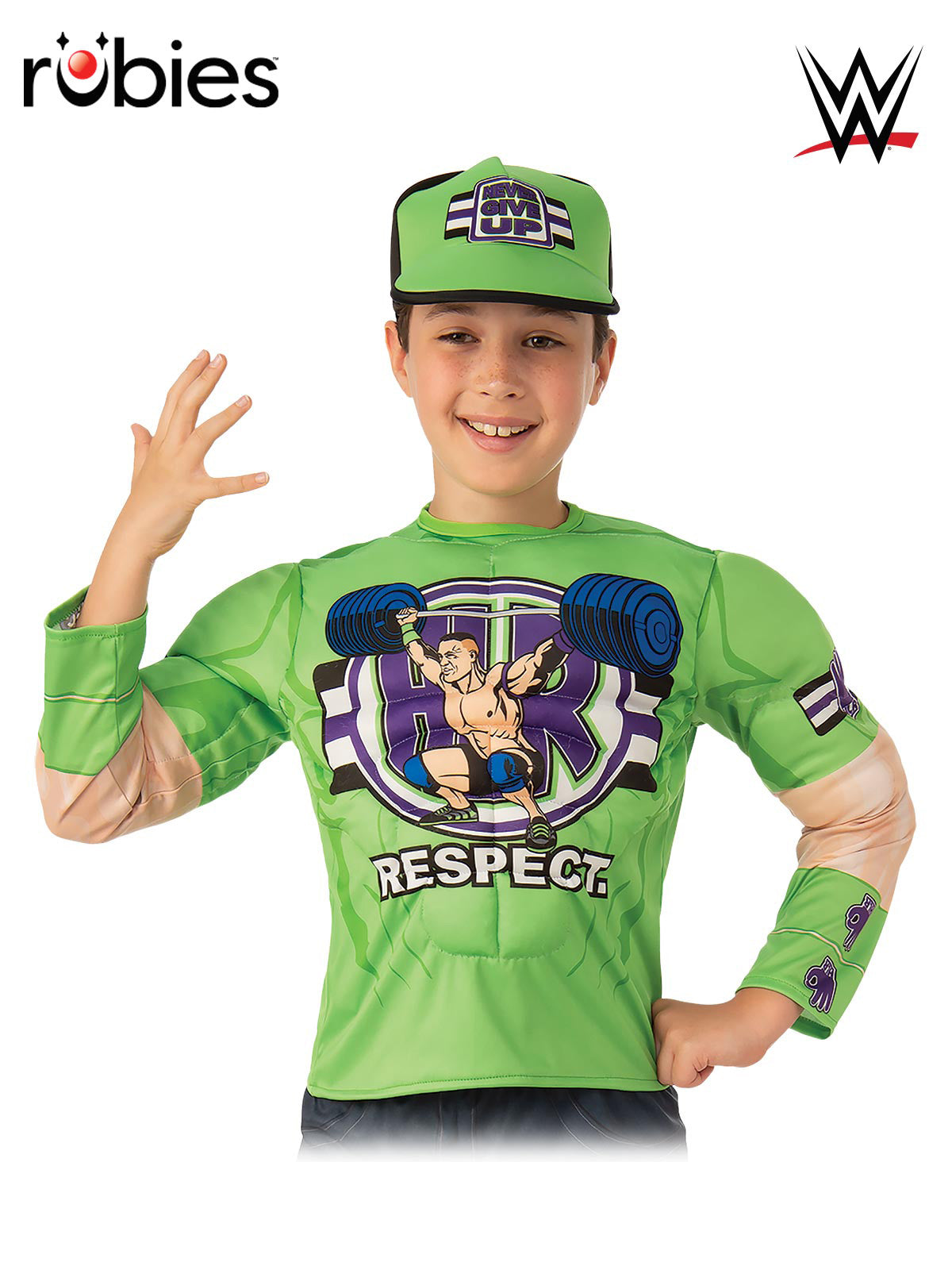 John Cena Costume for Adults – WWE Muscle Chest Top with Cap Green Colour