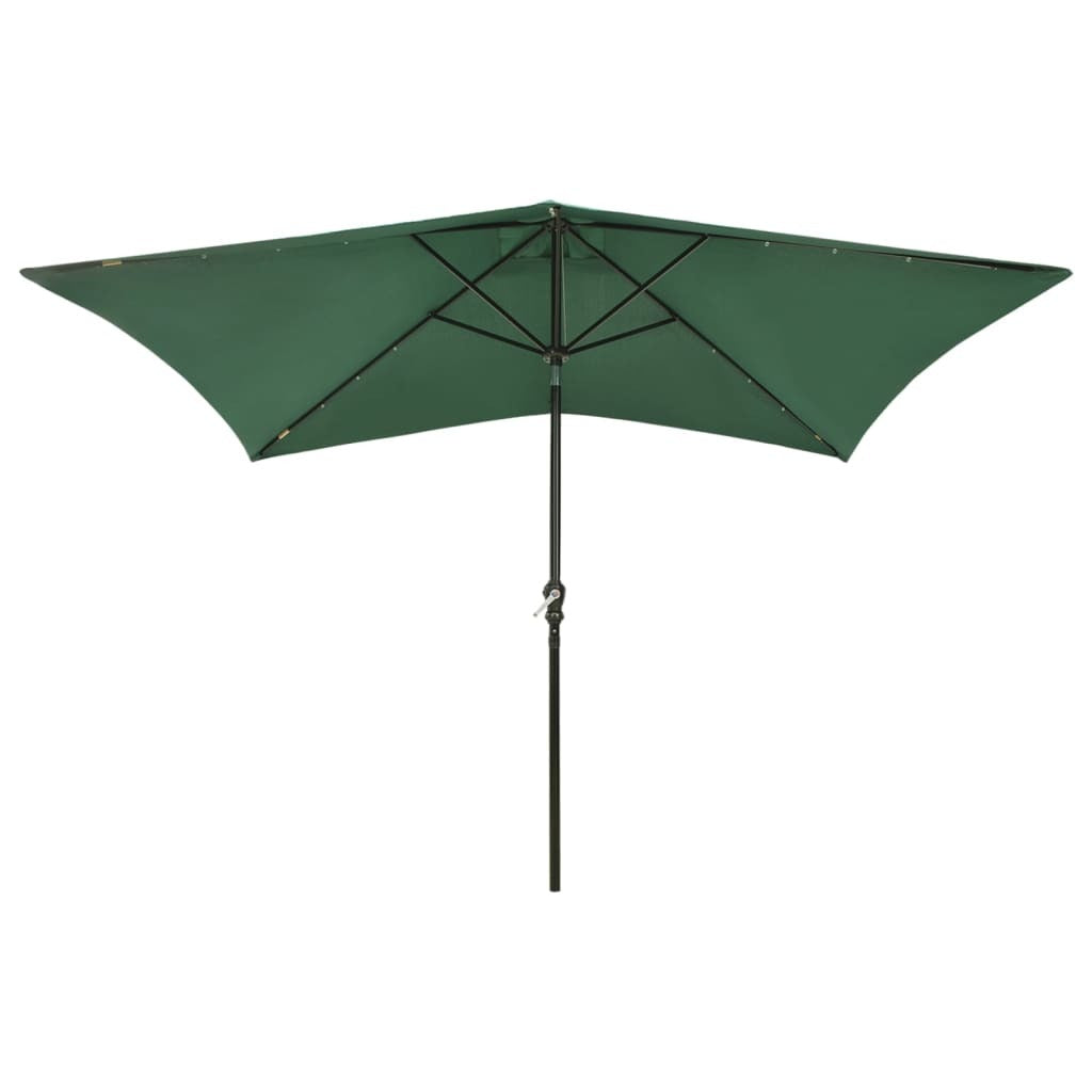 Garden Parasol with LED Lights Outdoor Patio Umbrella 2x3m Sunshade Canopy Green