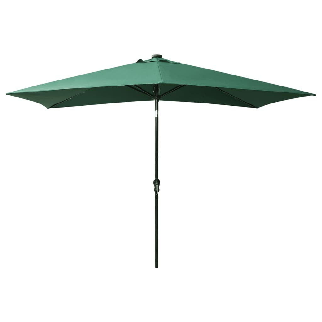 Garden Parasol with LED Lights Outdoor Patio Umbrella 2x3m Sunshade Canopy Green