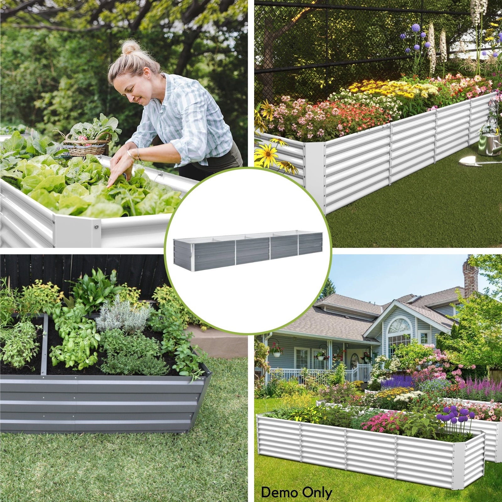 Garden Raised Bed Galvanised Steel 320x80x45 cm Grey