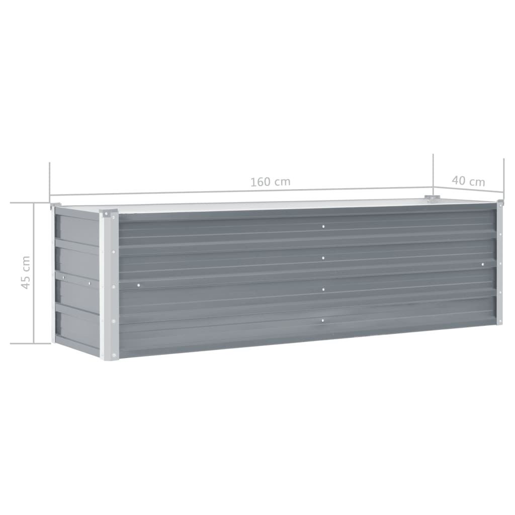 Garden Raised Bed Galvanised Steel 160x40x45 cm Grey