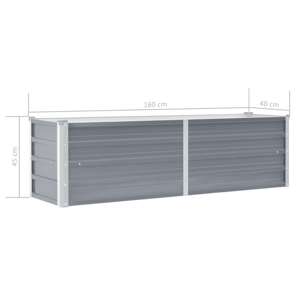 Garden Raised Bed Galvanised Steel 160x40x45 cm Grey