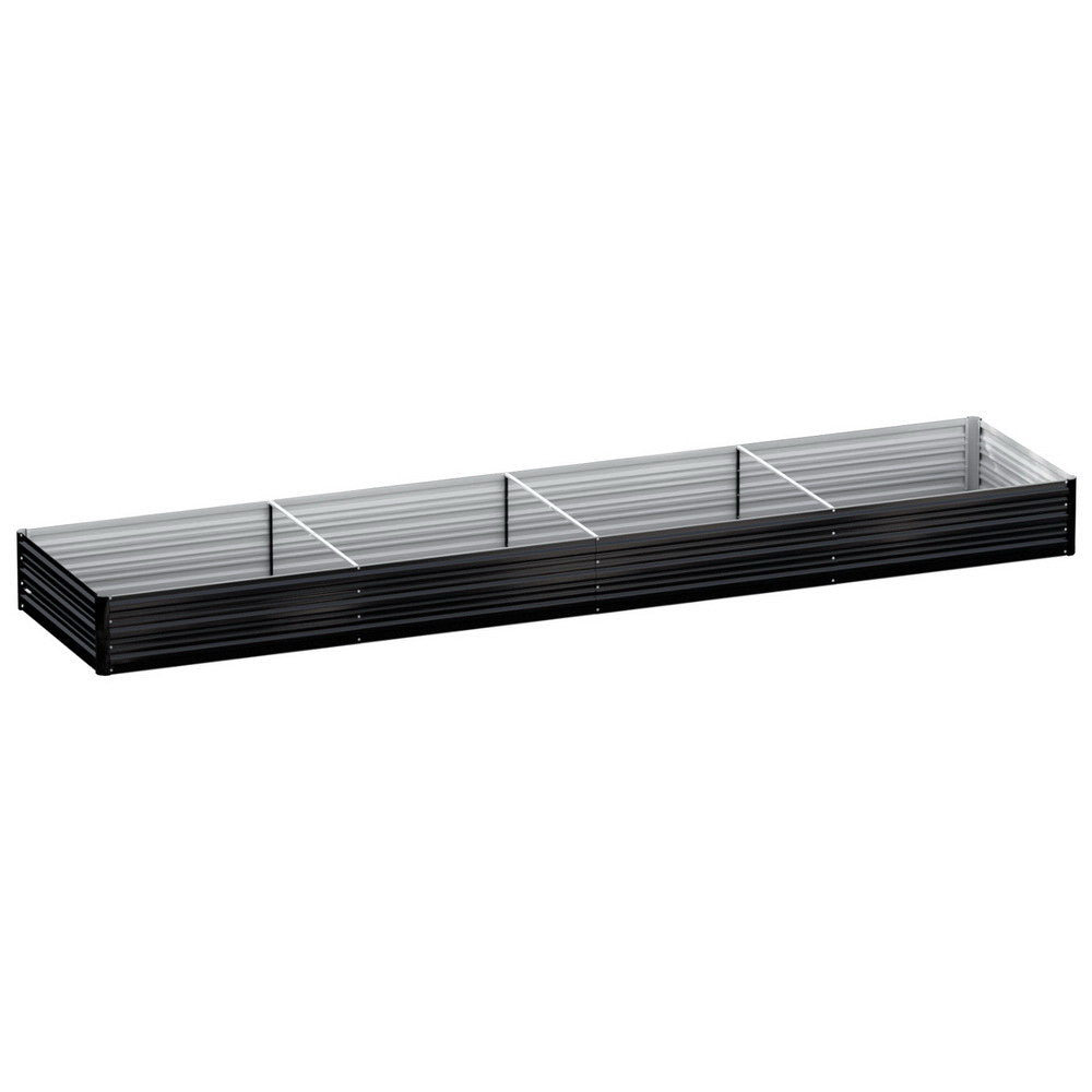 Green Fingers 2 Pcs Galvanised Raised Garden Bed 210x90cm Planter Box Outdoor – Dark Grey