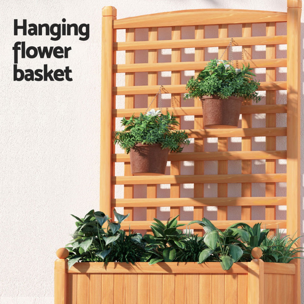 Green Fingers 2X Garden Bed Wooden Planter Raised Box Container Trellis