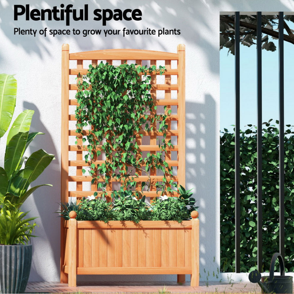 Green Fingers 2X Garden Bed Wooden Planter Raised Box Container Trellis