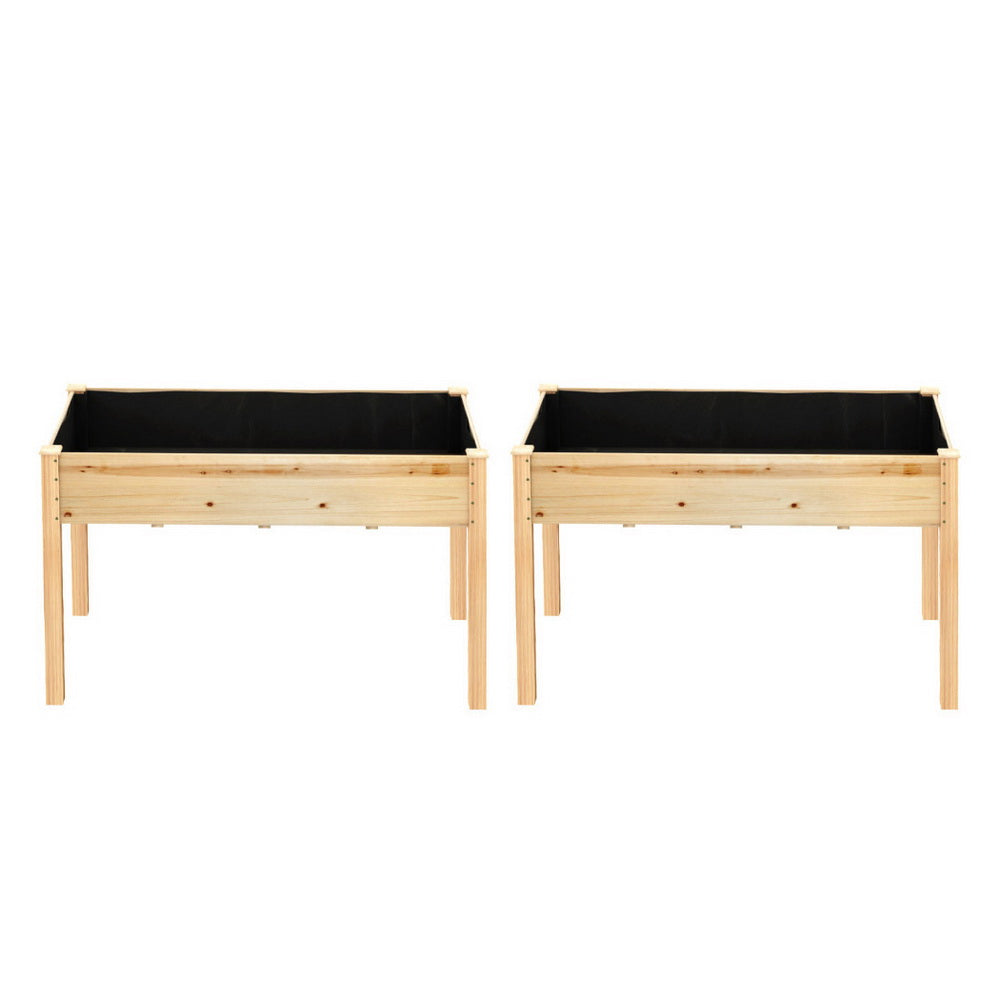 Green Fingers Raised Garden Bed 2x Elevated Wooden Planter Box Container