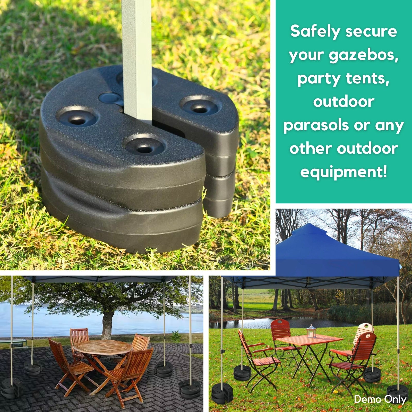 Gazebo Weight Plates 4 pcs Black 220x50 mm Concrete