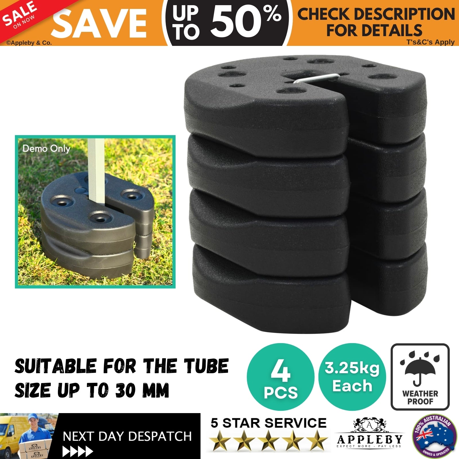 Gazebo Weight Plates 4 pcs Black 220x50 mm Concrete