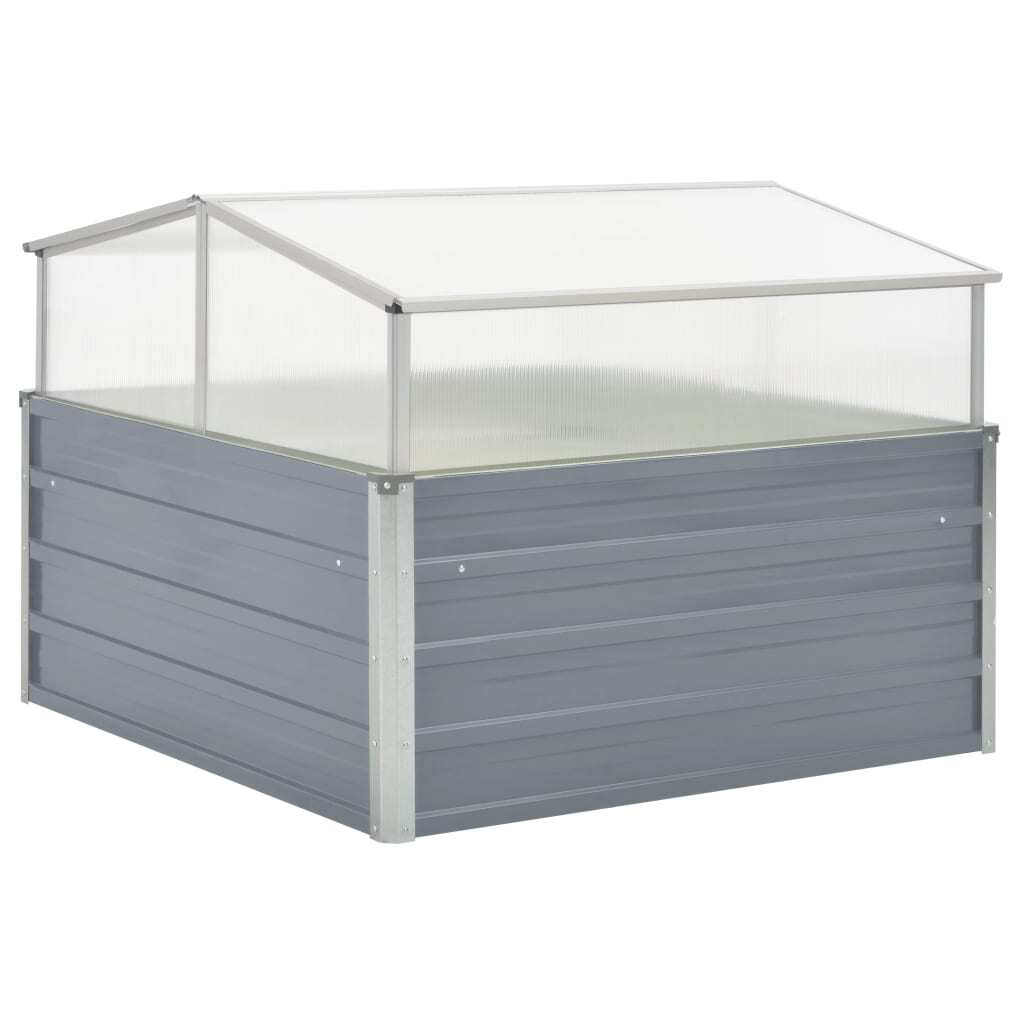 Greenhouse Cover Raised Garden Bed 100x100x85 cm Grey