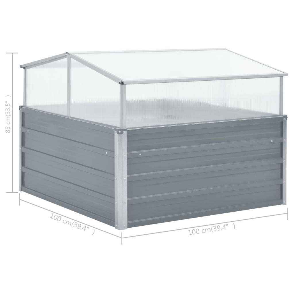 Greenhouse Cover Raised Garden Bed 100x100x85 cm Grey