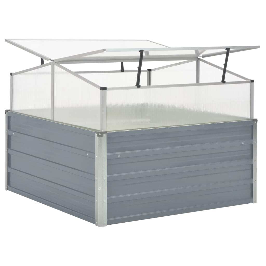 Greenhouse Cover Raised Garden Bed 100x100x85 cm Grey