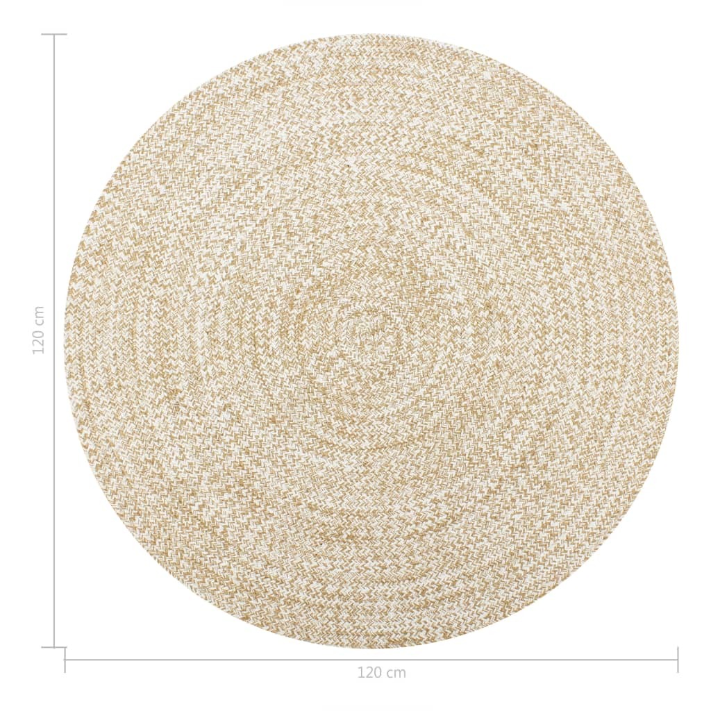 Handmade Rug Jute White and Natural 120 cm