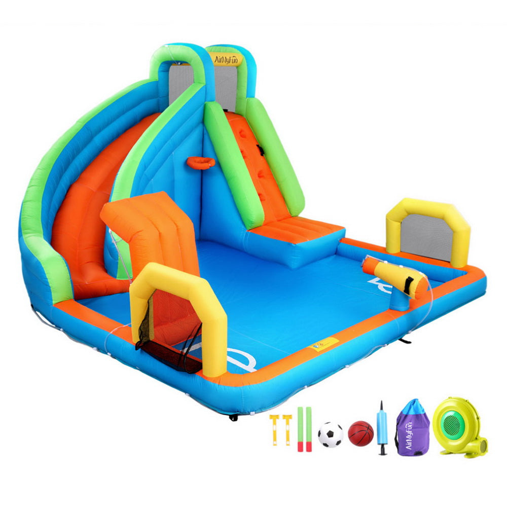 AirMyFun Kids Inflatable Pool Water Slide Cannon Splash Park Castle Outdoor Toys