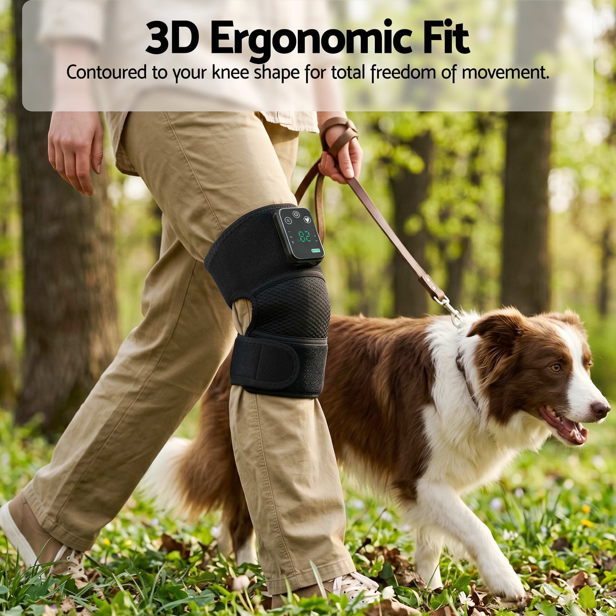 Livemor Knee Massager with Heat, Cordless Heated Knee Massage for Pain Relief with Adjustable Straps