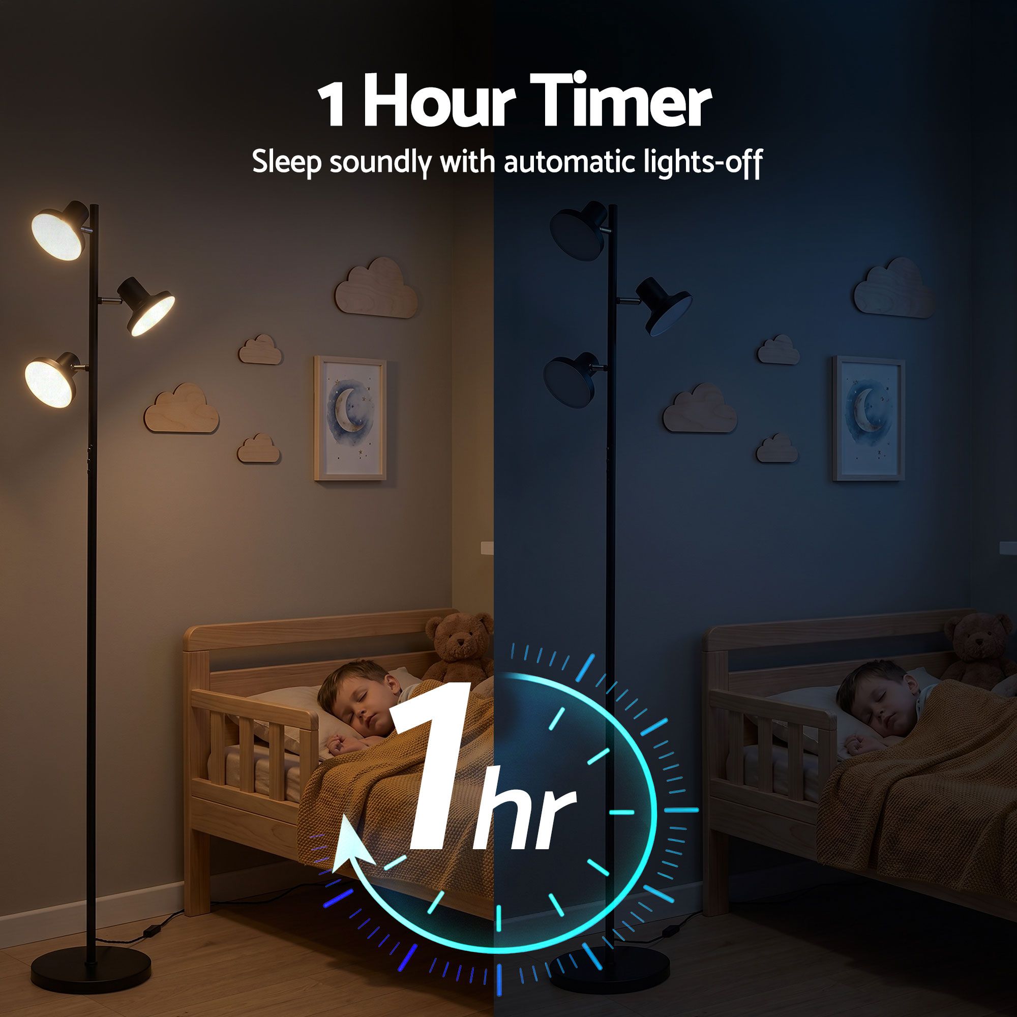 Artiss LED Tree Floor Lamp, 36W Modern Dimmable Standing Lamp with Remote & Touch Control, 4 Color Temperatures, 3 Rotatable LED Light Floor Lamps