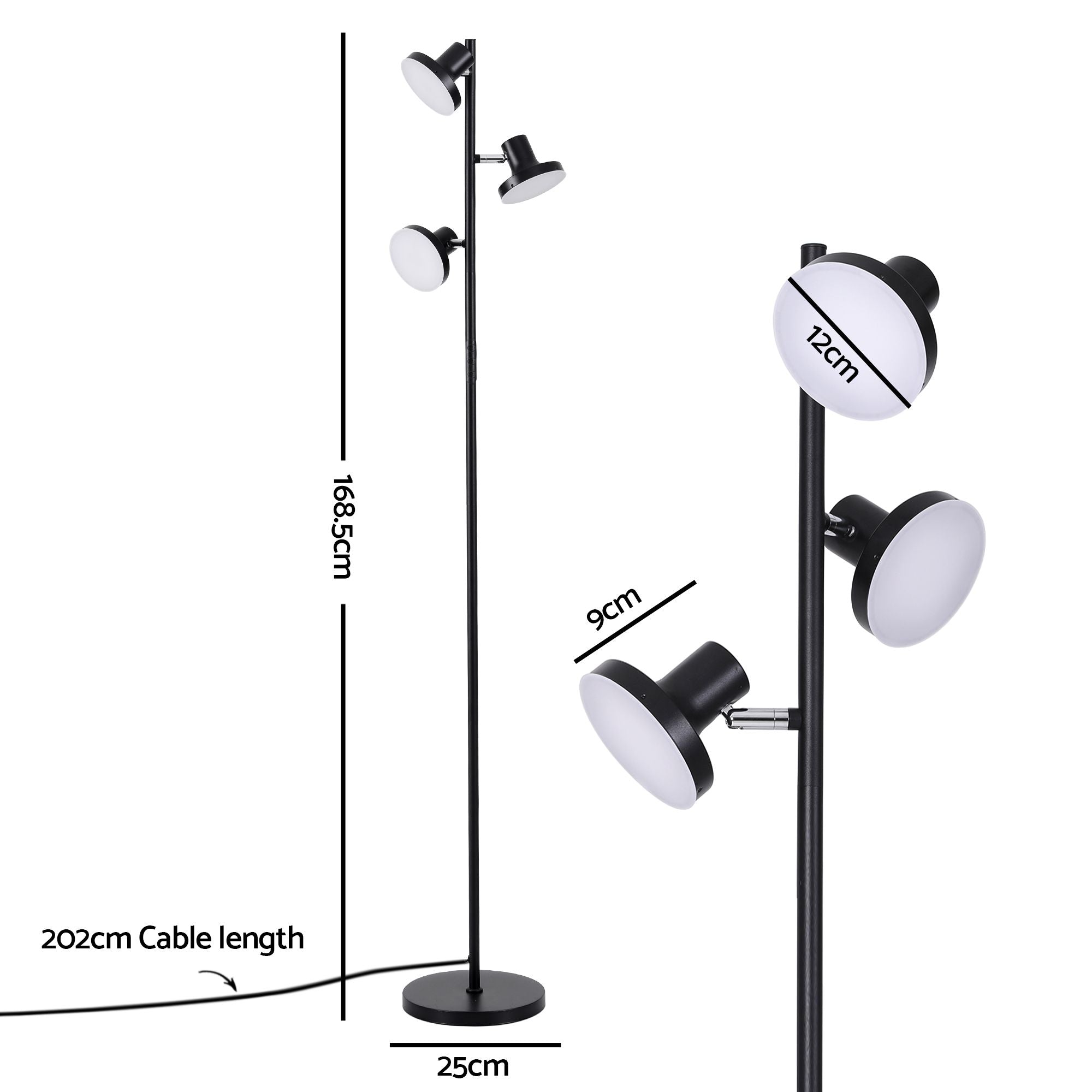Artiss RGB Floor Lamp LED with 3 Swivel Lights Colour Changing Lamp with Remote Stepless Dimmable