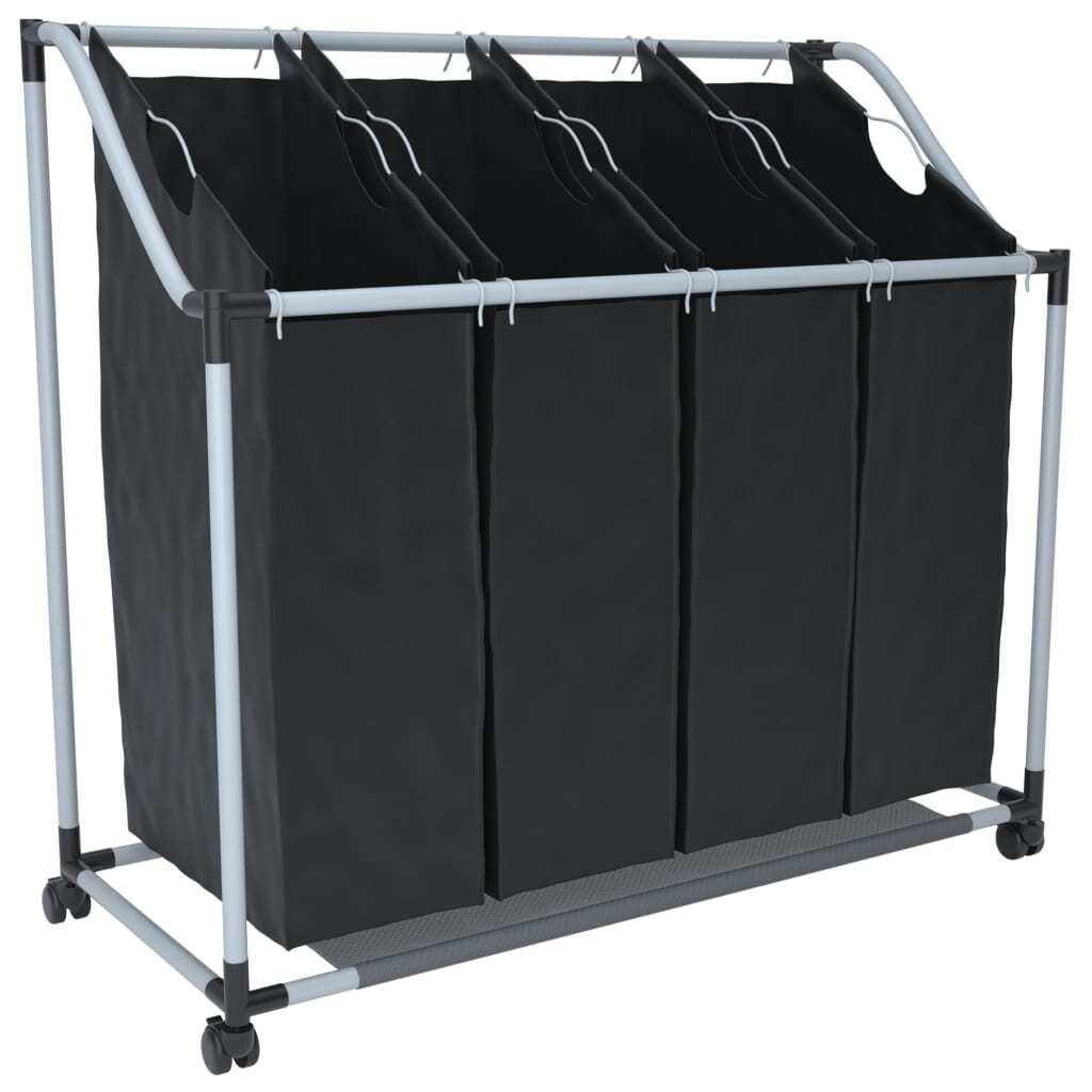 Laundry Sorter With Wheels 4 Compartment Hamper Portable Dirty Clothes Basket