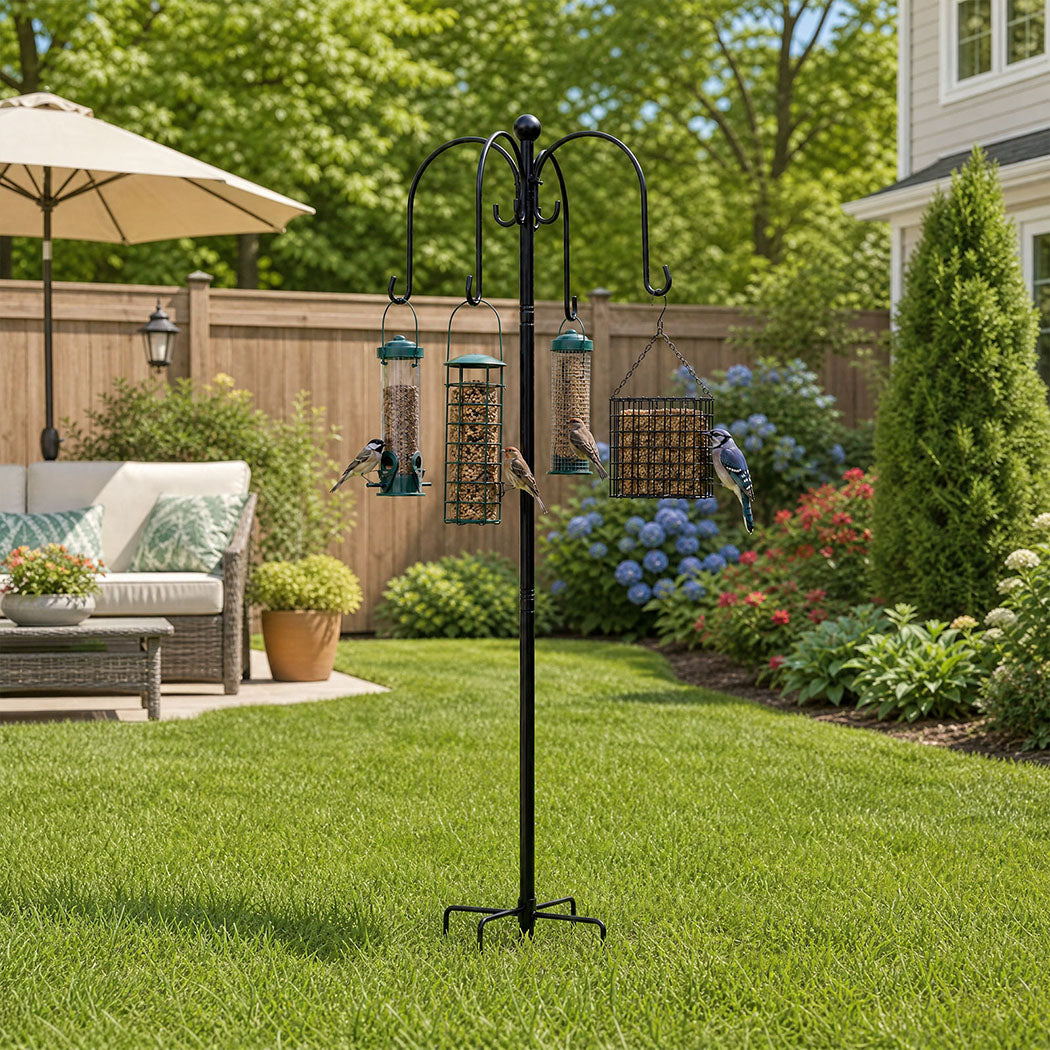 Toque Bird Feeder Station Hanging Stand Feeder 8 Hooks 4 Feeders Outdoor 224cm-2061251870957113350