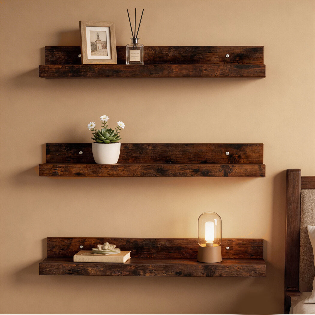 Levede Floating Shelves 3 Pack Wall Mounted Wood Storage Display Rack Room Decor-2065254309259513862