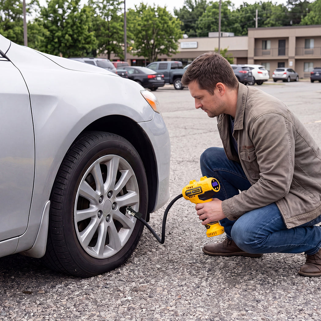 Traderight Cordless Tyre Inflator Air Car Compressor Pump LCD Digital Handheld-2061251869904343046