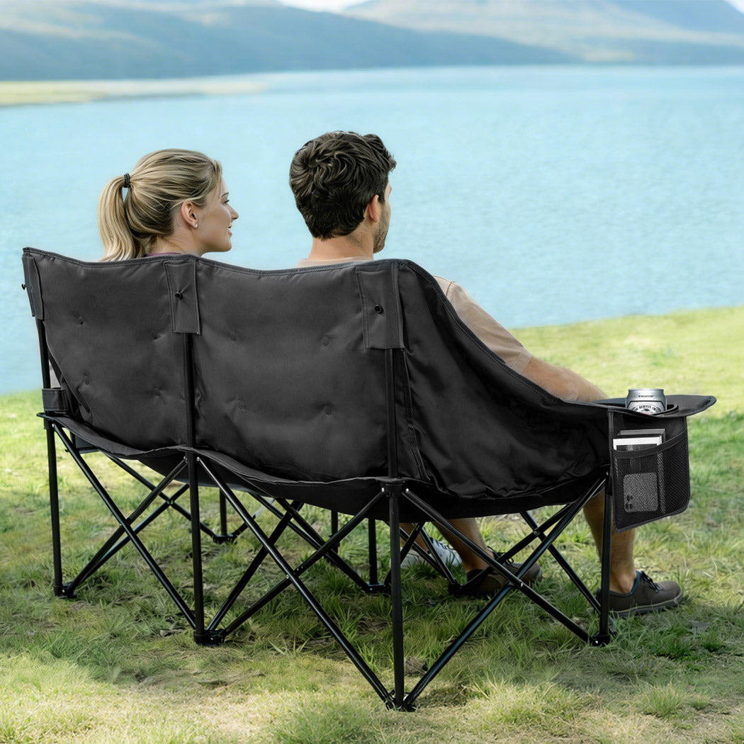Levede Double Camping Chair Folding Outdoor Portable Fishing Picnic Travel Seat-2050056782503612422