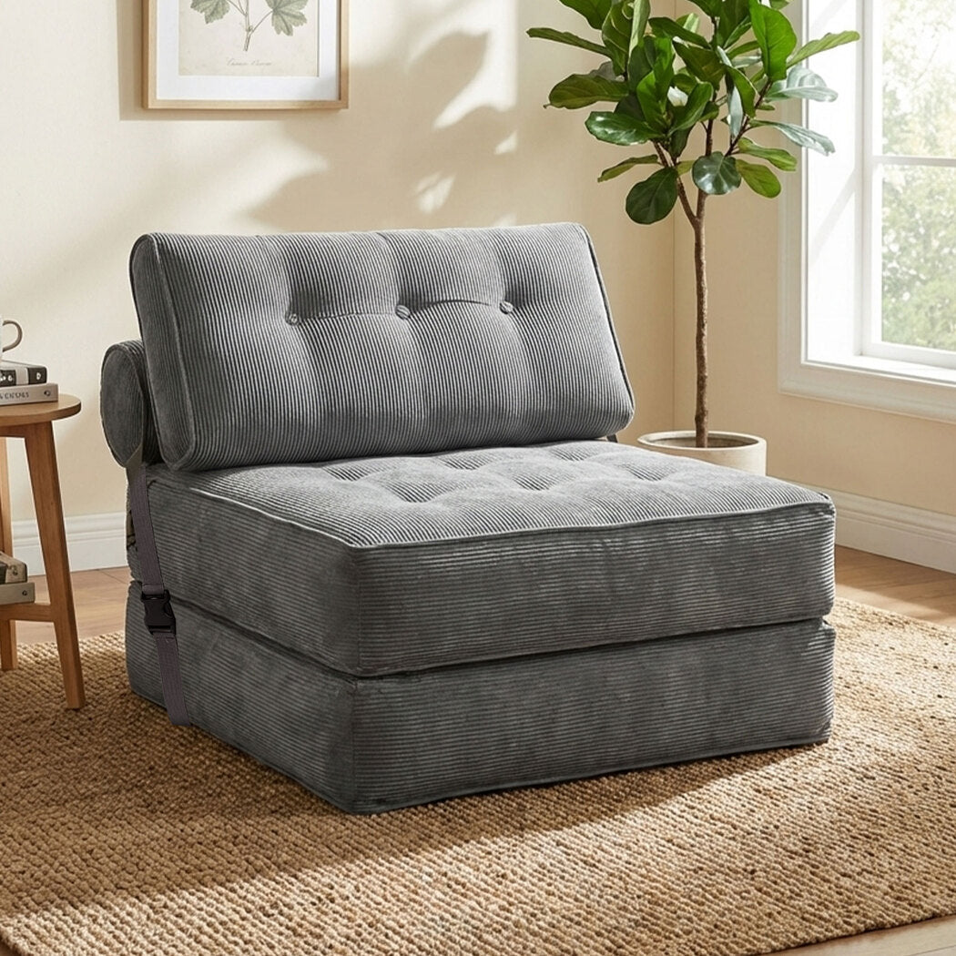 Levede Convertible Sofa Bed Foldable Single Sleeper Bed Compact Living Room Grey-2065254306596130822