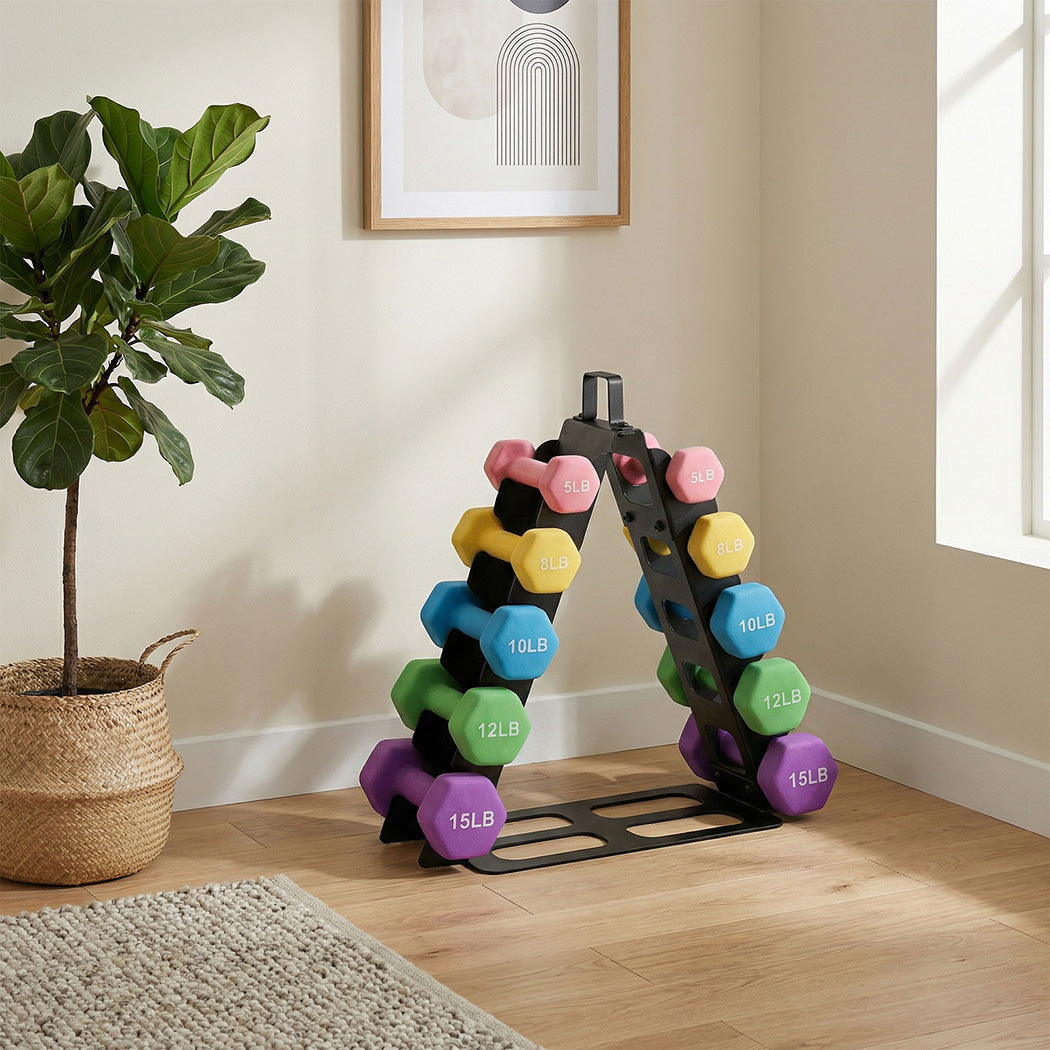 Centra Dumbbells Rack 5 Pair Dumbbell Stand Home Gym Storage 80kg Capacity-2050056767827742726