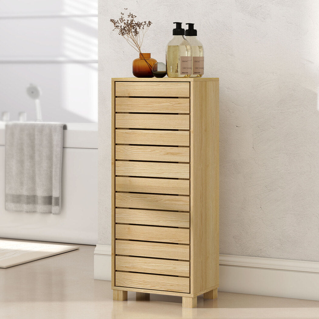 Levede Bathroom Storage Cabinet Handleless Wood Floor Shelf Unit Cupboard Oak-2065254288736784390