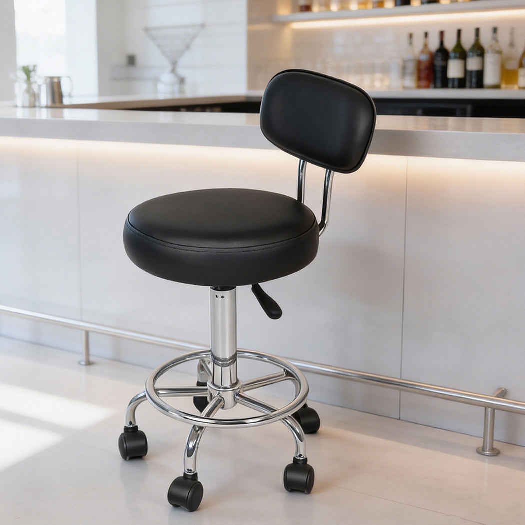 Levede Swivel Office Chair Round Rolling Stools PU Leather Height Adjustable-2065254289445621767
