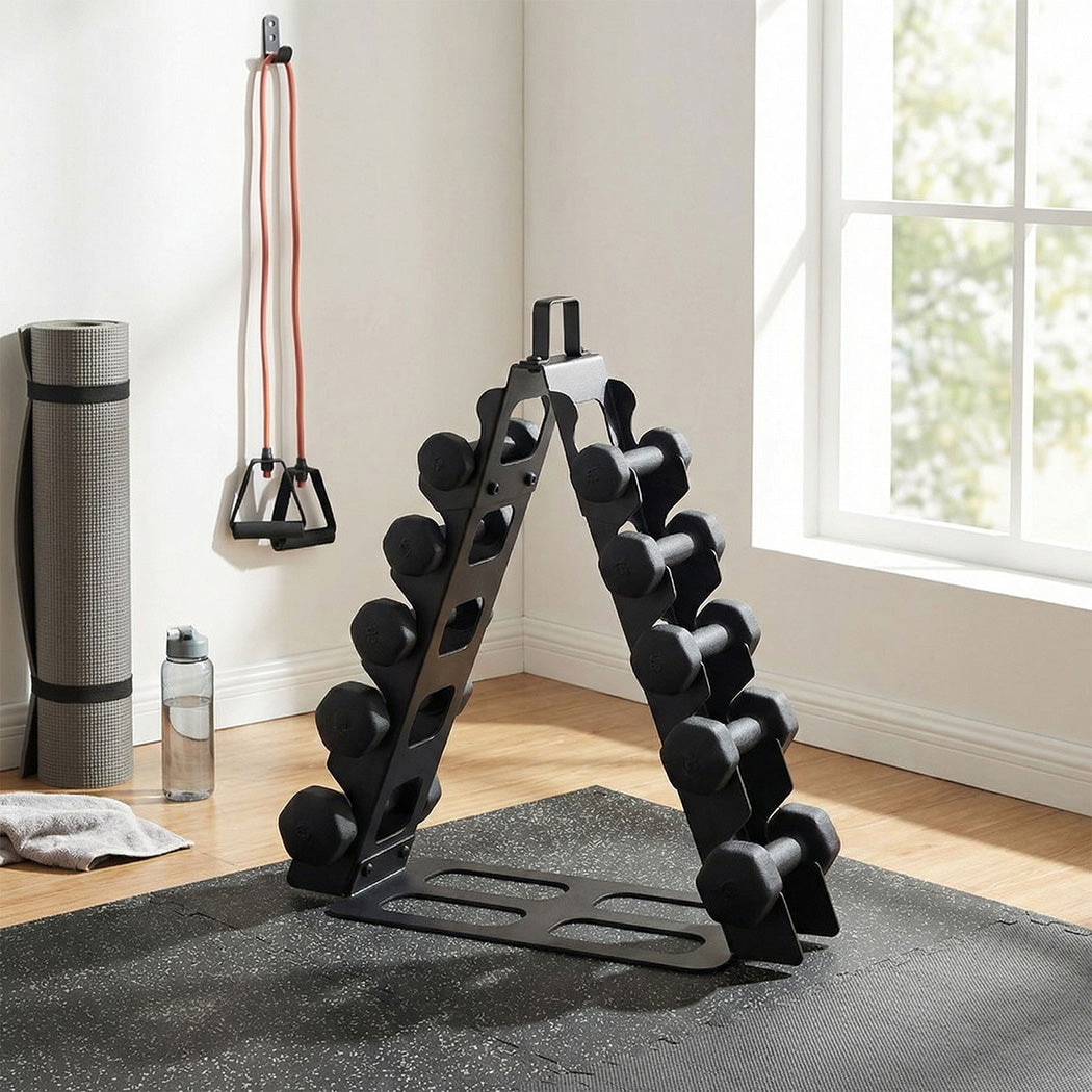 Centra Dumbbells Rack 5 Pair Dumbbell Stand Home Gym Storage 80kg Capacity-2050056767827742727