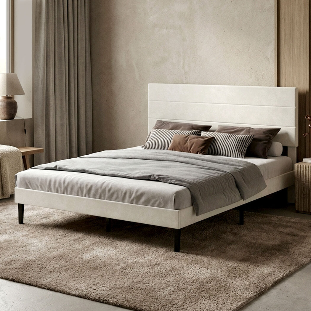Levede Queen Bed Frame Upholstered Adjustable Headboard Platform Mattress Base-2065254299683917831