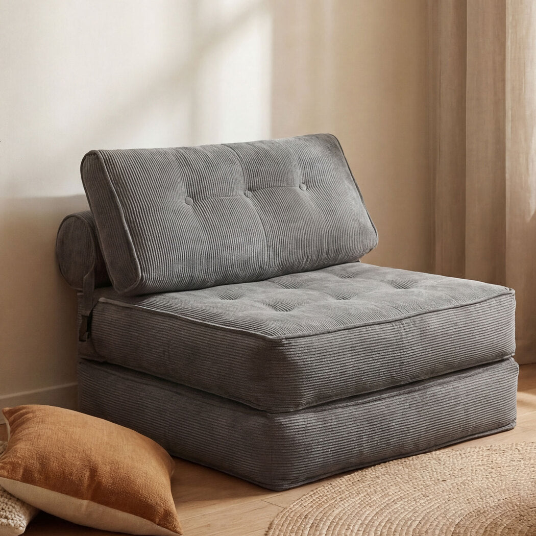 Levede Convertible Sofa Bed Foldable Single Sleeper Bed Compact Living Room Grey-2065254306596130823