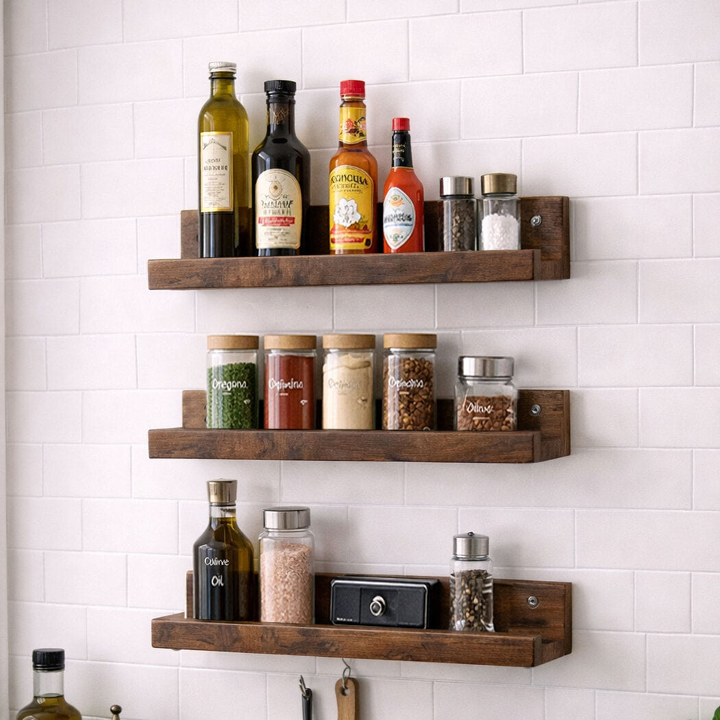 Levede Floating Shelves 3 Pack Wall Mounted Wood Storage Display Rack Room Decor-2065254309259513863
