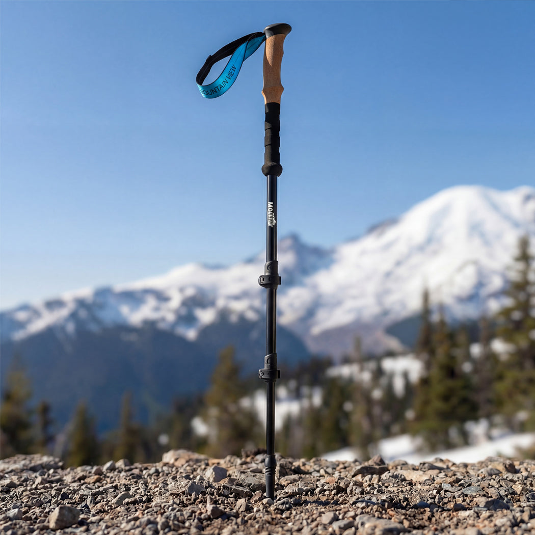 Mountview 2 Pcs Hiking Trekking Poles Walking Stick Adjustable Lightweight Black-2050059022798819335