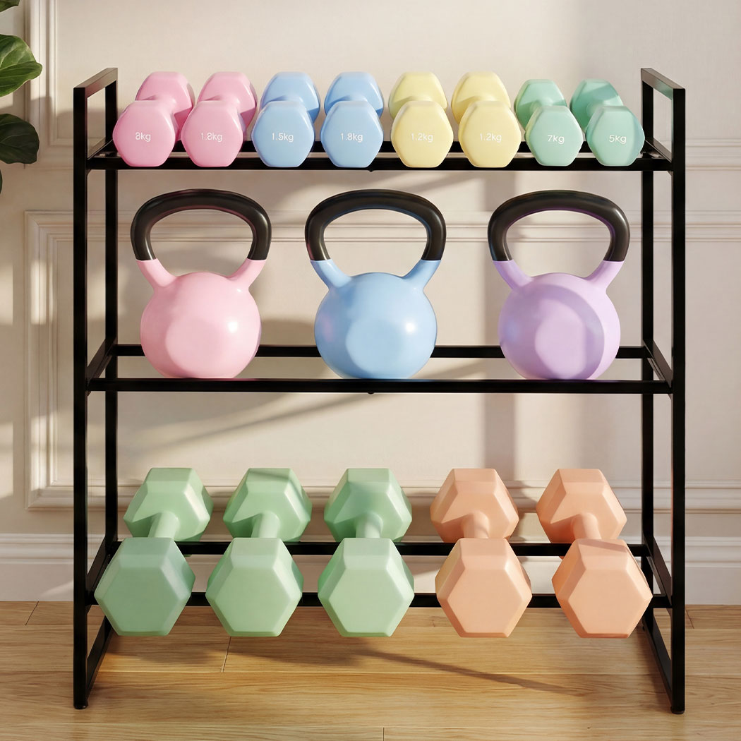 Centra Dumbbell Rack 3 Tier Weight Storage Organiser Stand Holder Home Gym 270kg-2065254295787409415