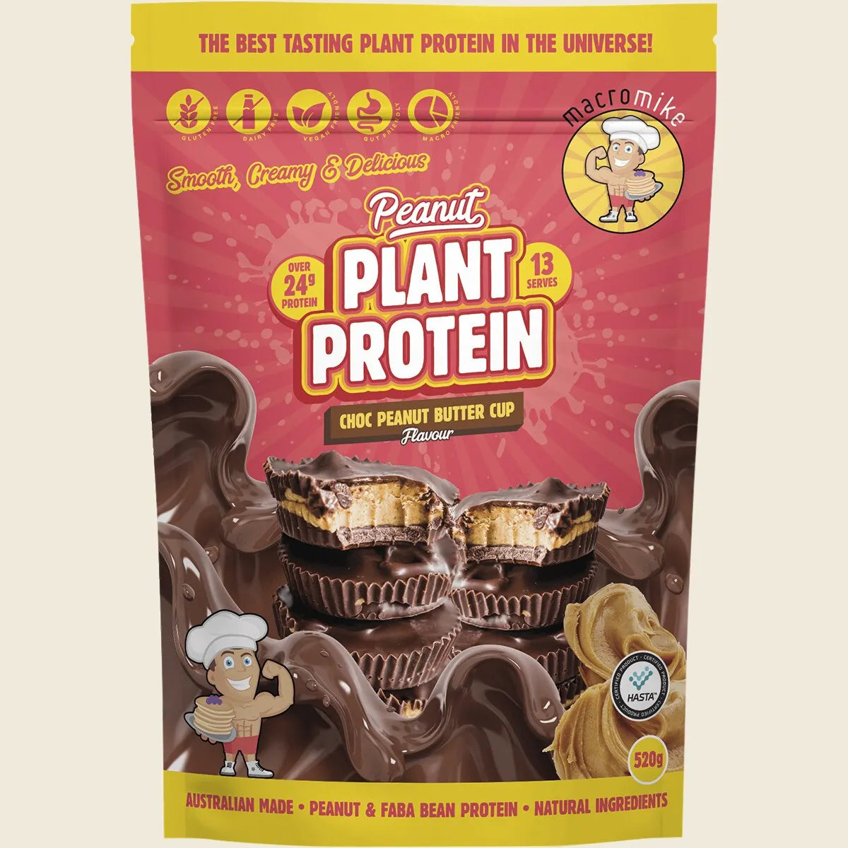 Macro Mike Peanut Plant Protein Choc Peanut Butter Cup 520g