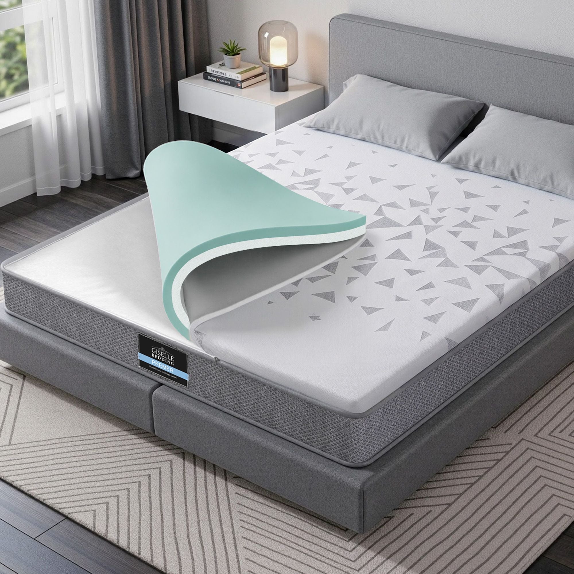 Giselle Bedding Double Mattress 23cm Pocket Spring Mattress with Adjustable Firmness Reversible Foam Layer