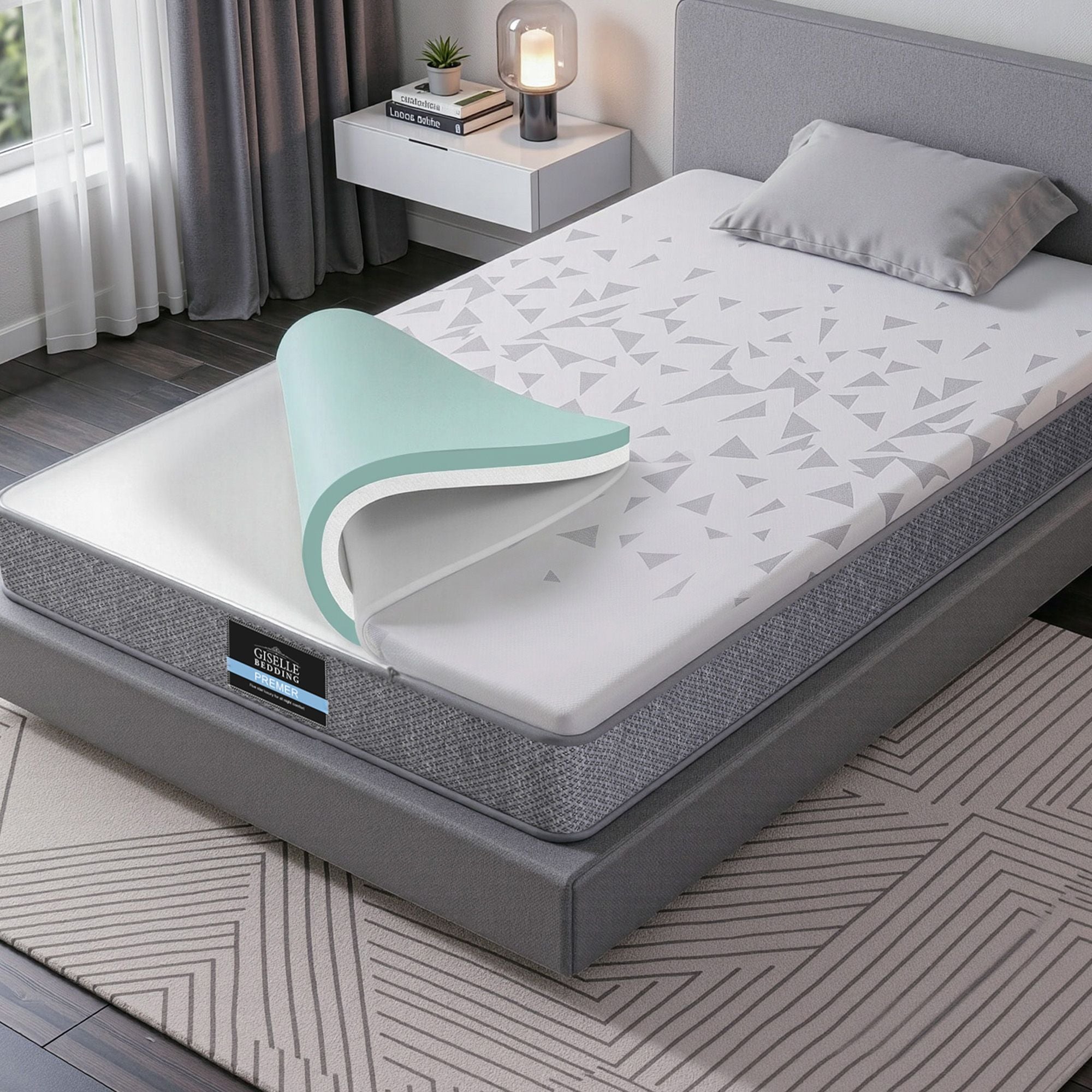 Giselle Bedding King Single Mattress 23cm Pocket Spring Mattress with Adjustable Firmness Reversible Foam Layer